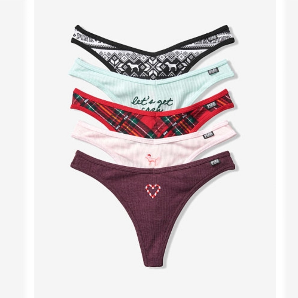 New 5 pair of thongs XS vs pink